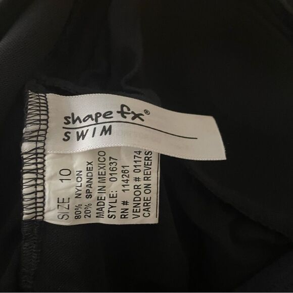 Shape FX SWIM Black/Gold Halter One Piece High Cut Bathing Suit Women Sz 10 NWOT - Picture 7 of 8